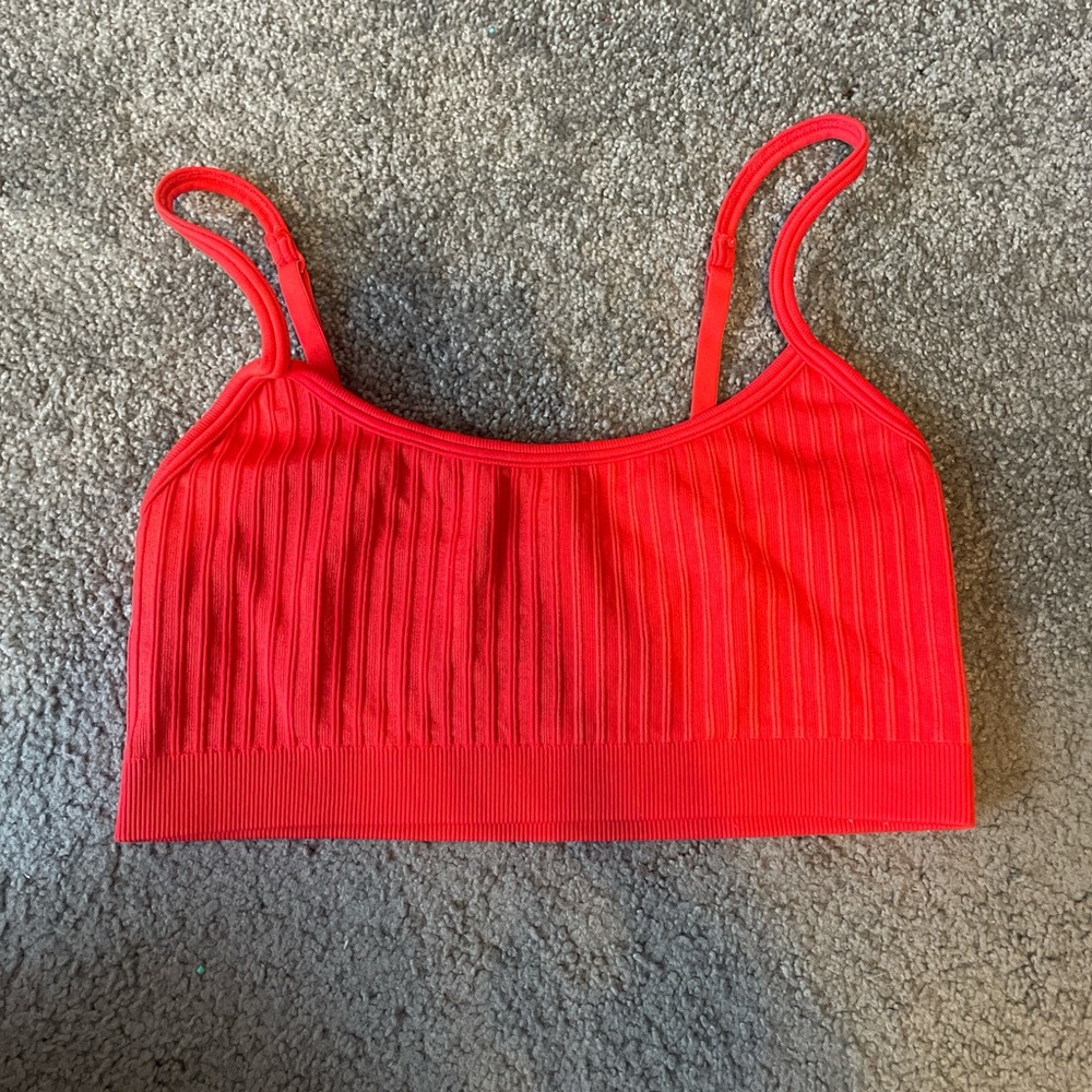 Aerie Red Ribbed Bra